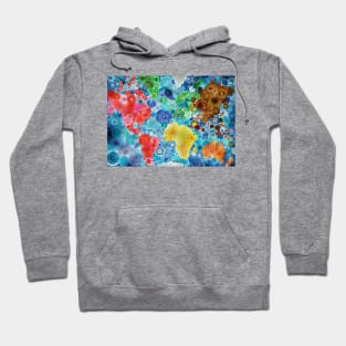 Spirograph World Map: a Patterned Spirograph Collage Hoodie